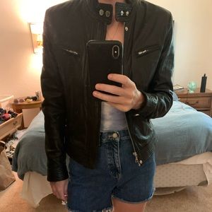 Genuine black leather jacket